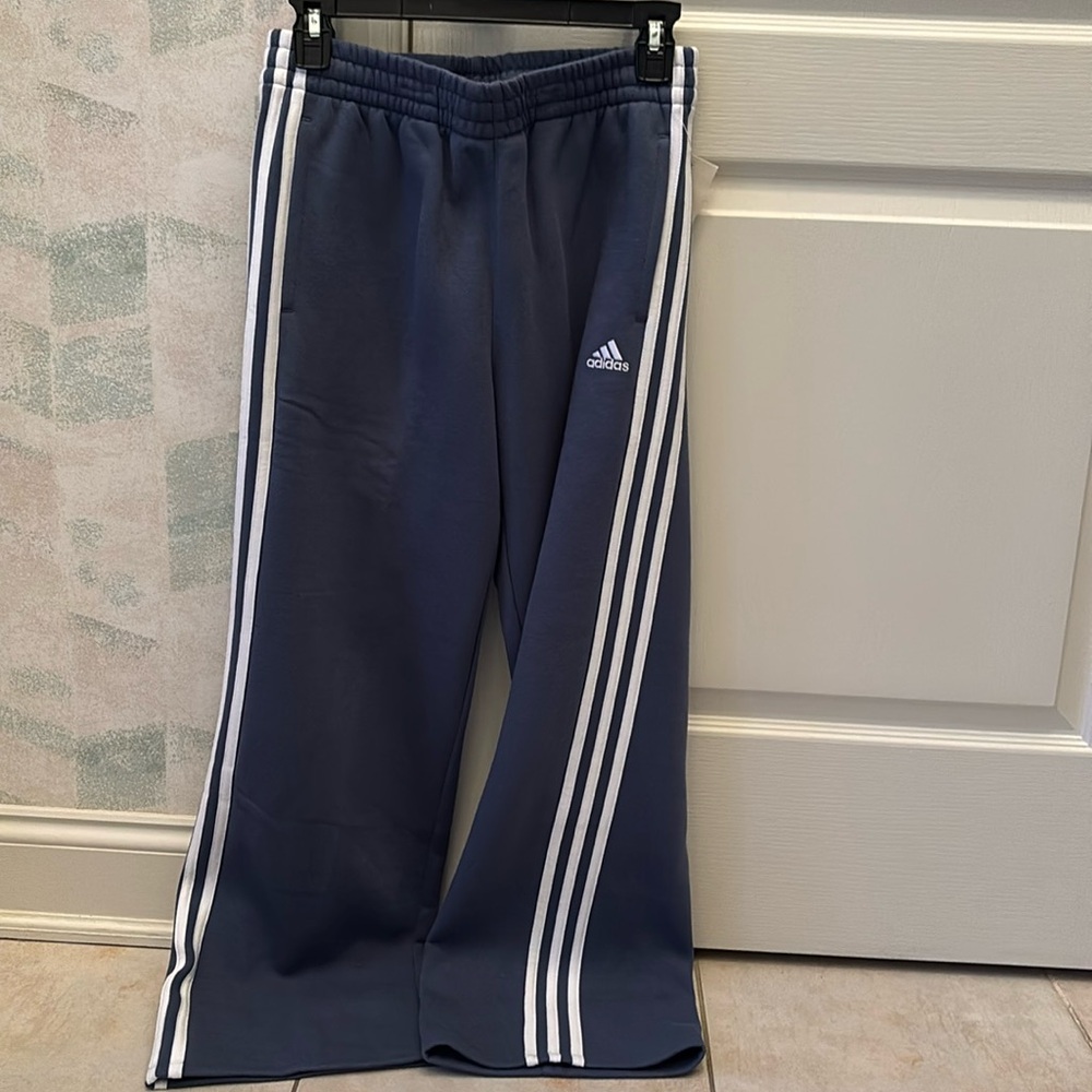 Adidas Girls Track Pants Navy White 3-Stripes Size 16‎ NWT
